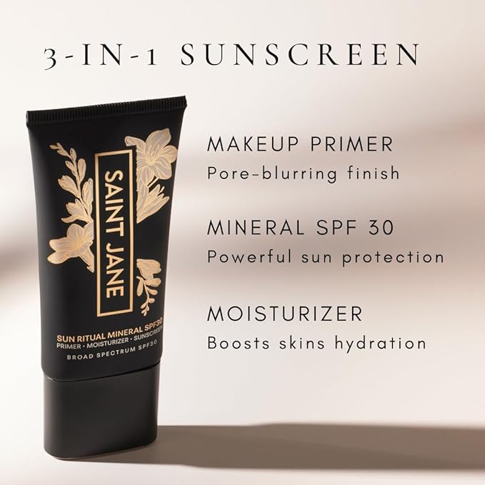 SAINT JANE - Luxury Sun Ritual - Pore Smoothing SPF 30 Mineral Sunscreen | Luxury Floral-Infused Clean Skincare (1.7 oz | 50 ml)