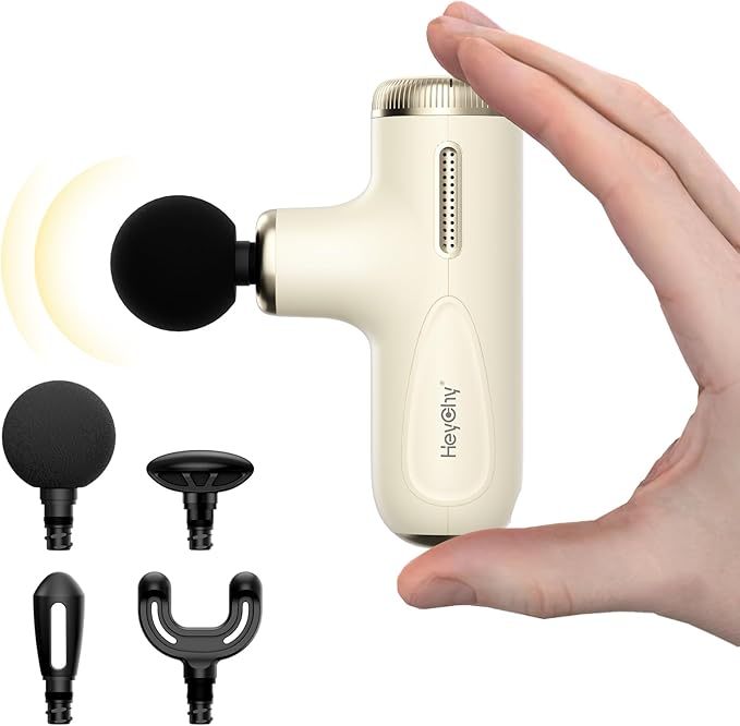 Super Mini Massage Gun Deep Tissue Muscle Massager with Adjustable Amplitude Portable Handheld Percussion Massager Quiet for Home Gym &amp Travel Pearl White