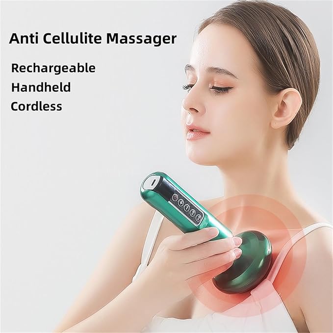 LELEBEAR Handheld Cellulite Massager 12 Levels Adjustable Massager Cordless Rechargeable Vibrating Massager for Arms Legs Back (White)