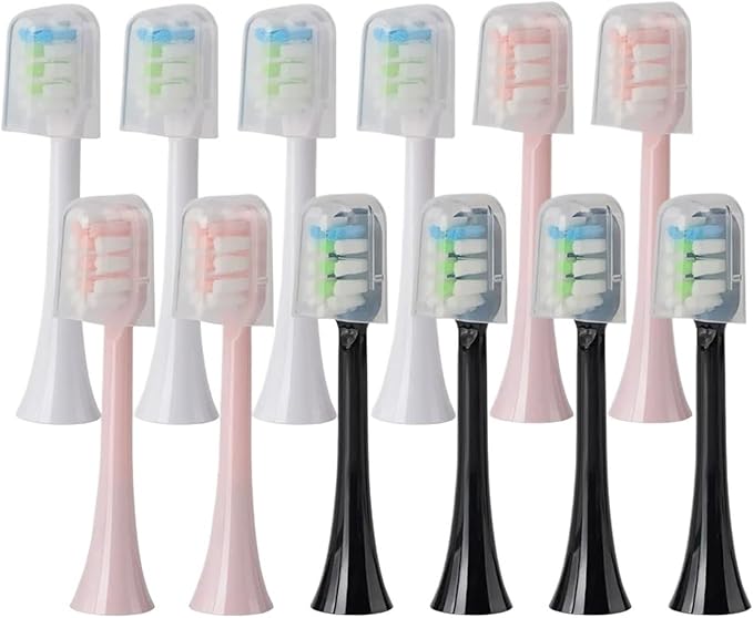 Replacement Brush Heads Compatible for X3U/X3Pro/X5/V1/D2/D3 12pcs Bristle Electric Toothbrush Sealed Packed