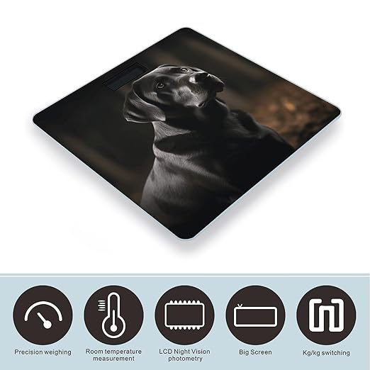 Black Labrador Weight Scale for Body Weight Digital Bathroom Scale High Capacity Accurate Digital Weighing Scales and Easy-to-Read on Backlit LCD Display Scales