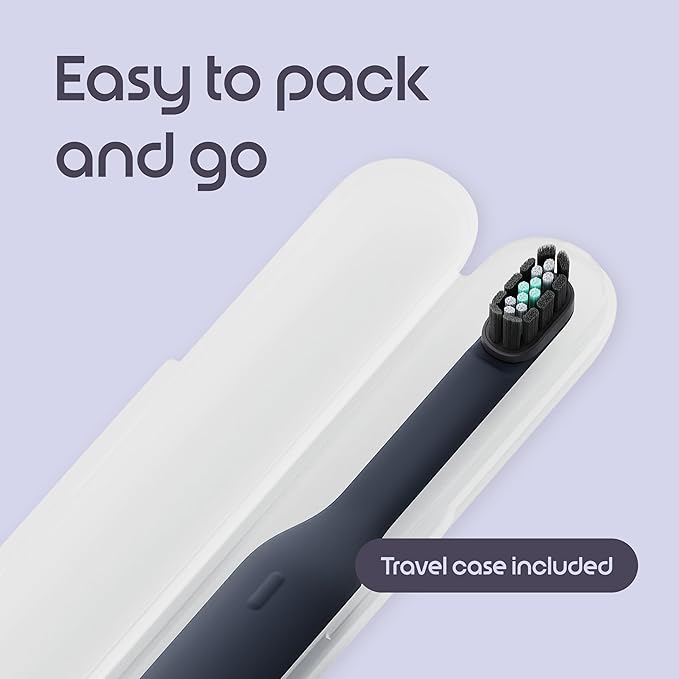Quip Ultra Lite Sonic Electric Toothbrush Slim Lightweight Design 3 Brushing Modes 15X More Plaque Removal Pressure Sensor &amp 30-Day Battery Ash