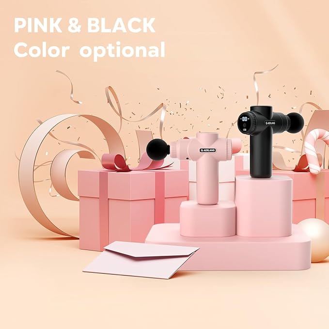AERLANG Mini Massage Gun-PinkMuscle Deep Tissue Massager Gun Handheld Percussion Massager Portable Quiet Massage Gun with Carry Case for Home Office Gym Motehr Day Gifts for Women Men Her