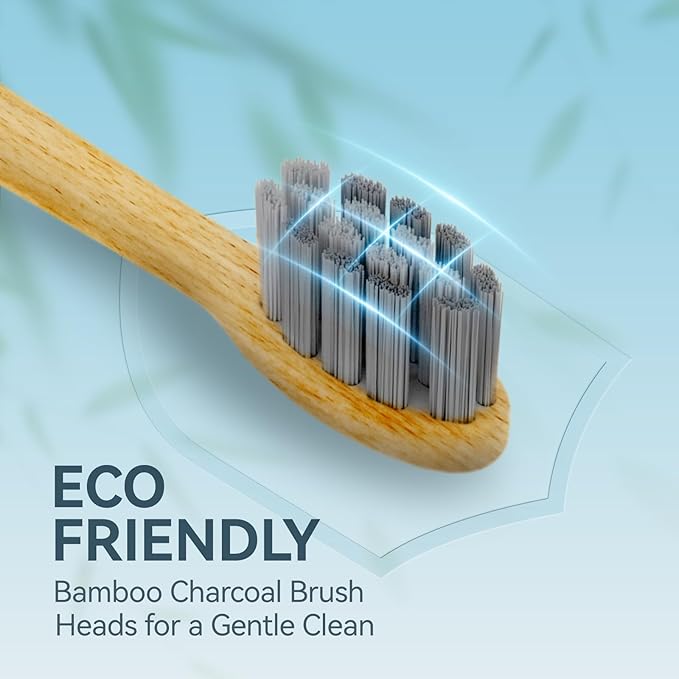 Bamboo Electric Toothbrush Sonic Electric Bamboo Toothbrush for Adults IPX7 Waterproof Rechargeable Toothbrush 5 Cleaning Modes 4 Bamboo Brush Heads Soft Bristle
