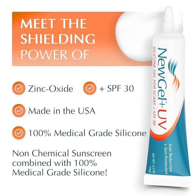 NewGel Plus by MyNewGel Day &amp Night Sun Defense Bundle UV Scar Protection Gel for Day + Ultra Thick Silicone Sheeting (CLEAR) for Night All Day Treatment