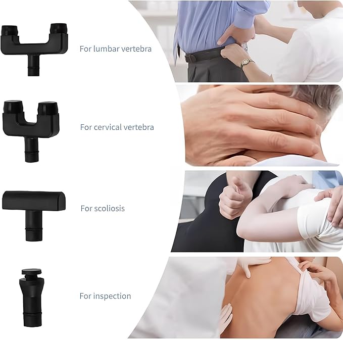 Brrnoo 6 Levels Manual Chiropractic Spine Adjusting Corrector Tool Adjust Vertebration Cervical Force Spine Massager with 4 HeadManual Chiropractic Tool Spine Correction Gun