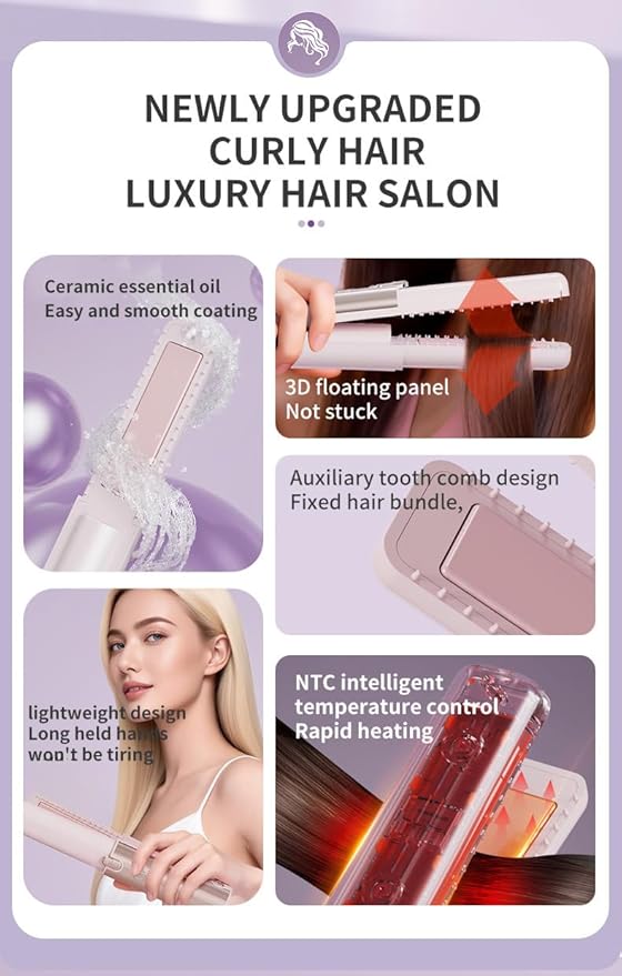 Wireless new Rechargeable Hair Straightener Portable Hair Care Does not Hurt Hair Styling Comb(ZY-1016 Cordless Hair Straightening Comb* (Coffee * Chinese Manual))