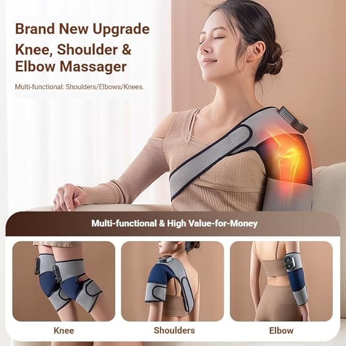 Heated Knee Pads Adjustable Heating and Vibration Massager Vibration hot Compress Shoulder and Elbow Massage Device for Arthritis and Knee Pain Relief Knee Pads as Gifts for Parents
