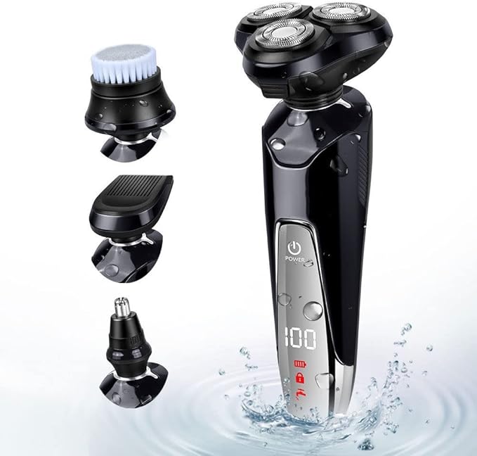 LED Electric Razor for Men Mens Electric Shavers USB Rechargeable Shave Men’s Grooming Kit Black
