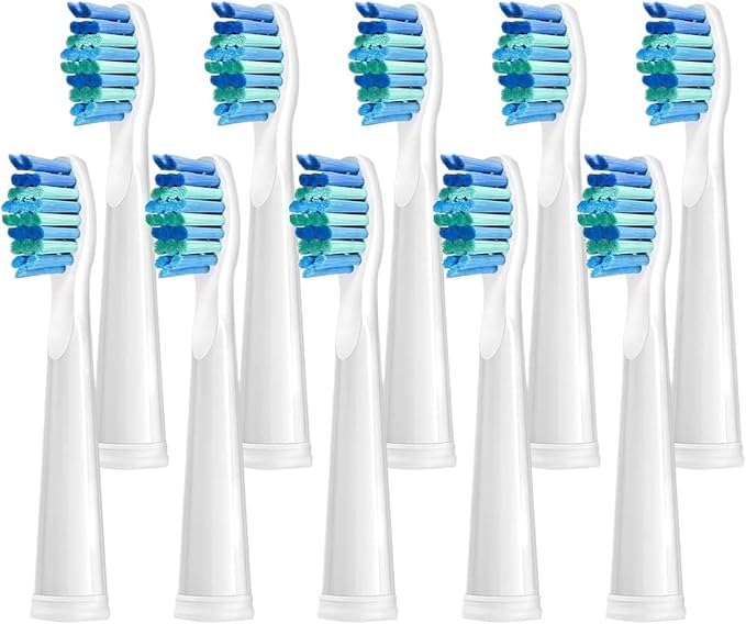 10Pcs Electric Toothbrush Replacement Heads Compatible with SG910/507/958/515/949/575/551(White-10pcs)