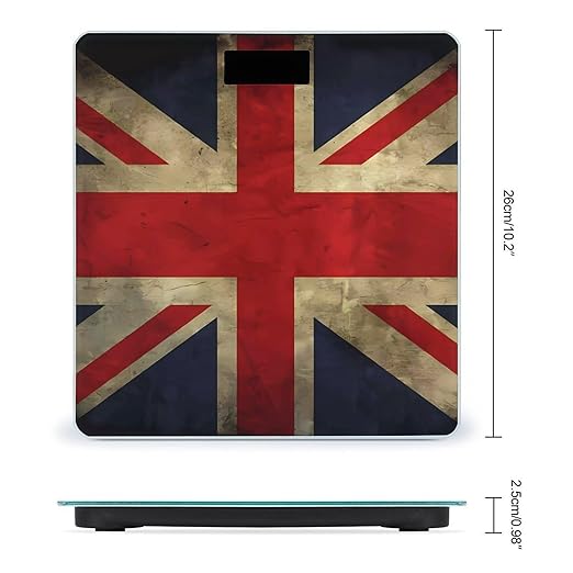 British Flag Scale for Body Weight Safe Rounded Corners Tempered Glass Digital Bathroom Scale LED Display 400lb Capacity Weight Scales with High Precision Sensors