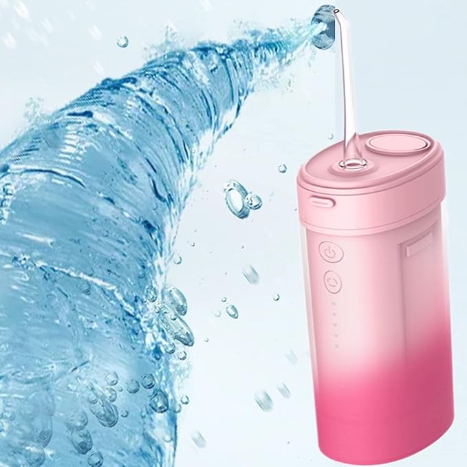 Mini Portable Water Flosser Water Teeth Cleaner Pick with Telescopic Water Tank 3 Modes &amp IPX7 Waterproof Home &amp Travel Oral Irrigator for Teeth. (Pink)