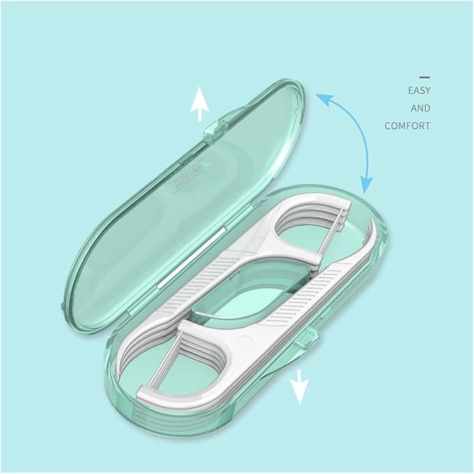 Manual Toothbrush 10Pcs/Box Floss Toothpick Set Interdental Brush Dental Floss Pick Portable Toothpick Floss Teeth Cleaner with Storage Tube Toothbrush(Blue)