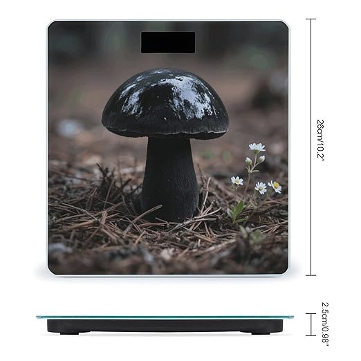 Black Mushroom Scale for Body Weight Sturdy Tempered Glass Weighing Scales with LCD Display Accurate Digital Bathroom Scale Convenient Body Fat Smart Scales Easy Read