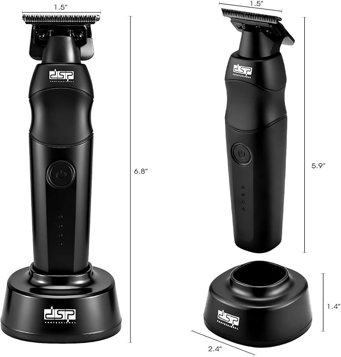 DSP Professional Hair Trimmer for Men Beard Mustache Cordless Trimmer Indicator Light with Charge Base Zinc Alloy Body Low Noise Zero Gapped Edgers Trimmer (Black)