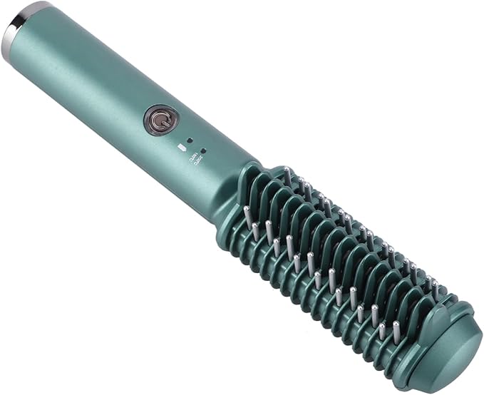 Hair Straightening Curling Brush Hair Straightener Comb Cordless 2-in-1 Hair Straightener and Curler Quick Heating USB Rechargeable for Daily Styling and Travel