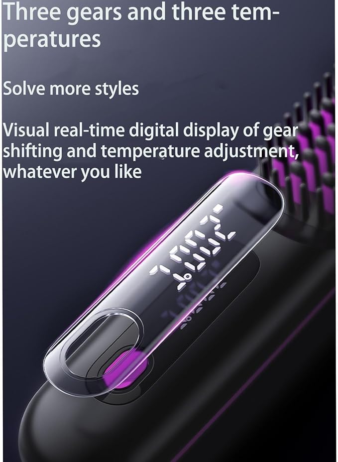 Bella Pro Hair Straightener Brush Portable Cordless Hair Straightener with Heated Hair Comb Ionic Straightener for All Hair Types(White)