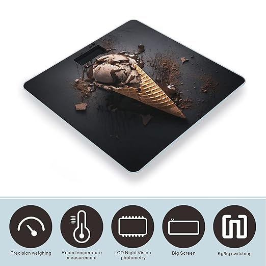 Waffle Cone Ice Cream Smart Scale for Body Weight Accurate Bathroom Scale with LED Display Digital Weight Scales Weighing Machine High Precision Scales for Bath Home