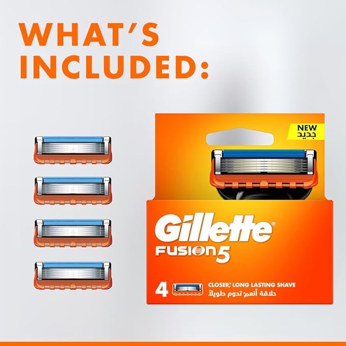 Gillette Fusion5 Razor Blades for Men with 5 Anti-Friction Blades for A Shave You Barely Feel
