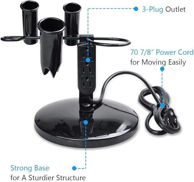 BYOOTIQUE 2 Packs Tabletop Blow Dryer &amp Hair Iron Holder - Salon Appliance Stand w/ 3 Outlets