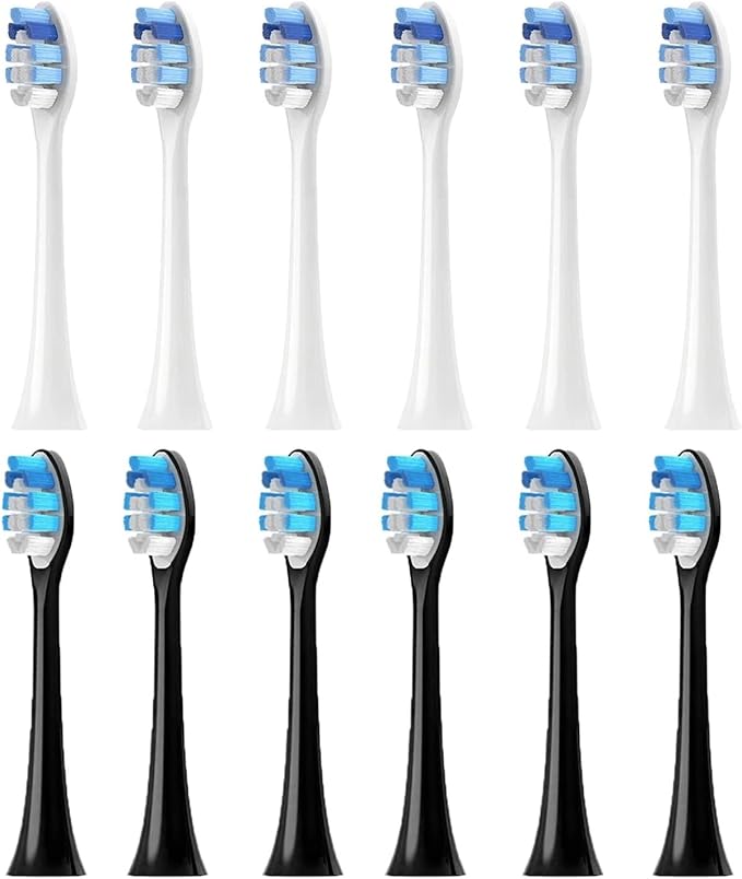 4-16pcs Replacement Toothbrush Heads Compatible with Brush with Cover Soft Bristles(6White 6Black)