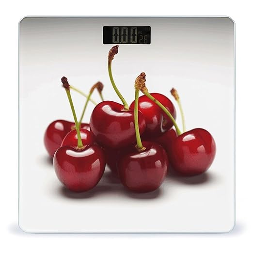 Chilean Cherries Scale for Body Weight Safe Rounded Corners Tempered Glass Digital Bathroom Scale LED Display 400lb Capacity Weight Scales with High Precision Sensors