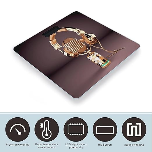 Colorful Gold Microphone and Headset Bathroom ScaleHighly Accurate Digital Weighing Machine for People Bright LED Display Weight Scale for The Aldult Home Use