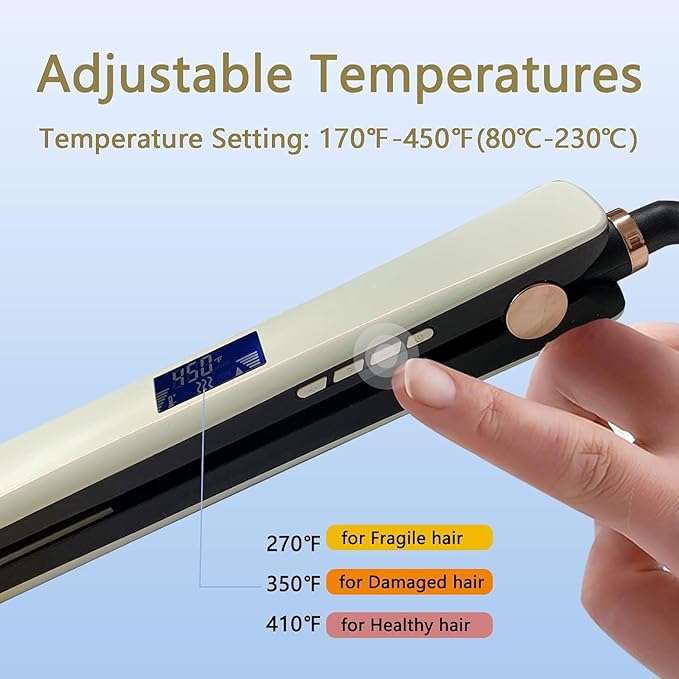 Professional Hair Straightener with LCD Display Digital Flat Iron for Women and Men Titanium Styling Tool