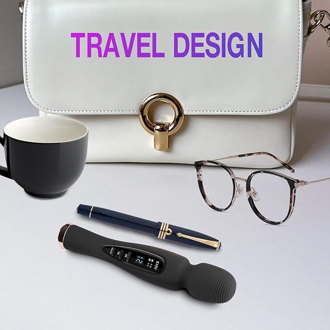 Handheld Massager for Back Cordless Massager with LCD Display Personal Massager for Pain Relief Powerful 12 Vibrating Massage Wand Black