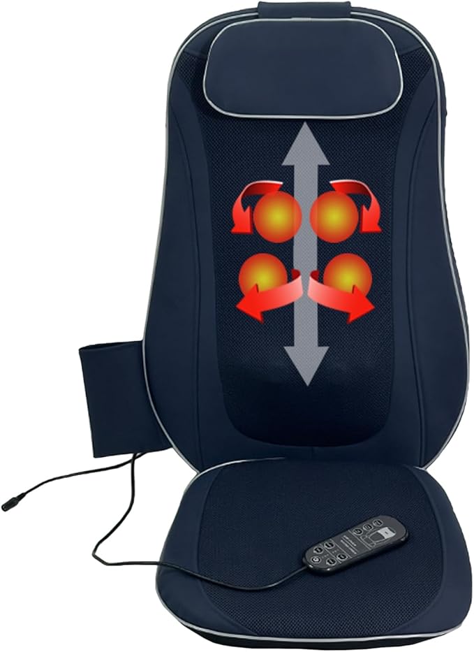 Shiatsu Back Massager with Kneading and Heating - Dark Blue - Multi-Functional Massage - Office Staff Phubber Motorist High-Heeled Shoes - Relax &amp Recharge