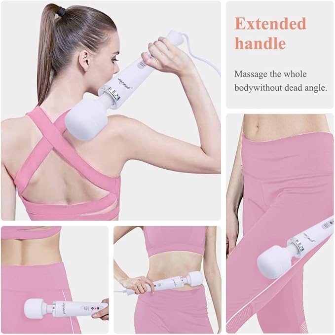 YEVIOR Wired Powerful Handheld Massager with 10 Pulse Settings Strong Vibration for WomenPersonal Total Body Therapy Massager for Sports Recovery Muscle Aches Body Pain (White)