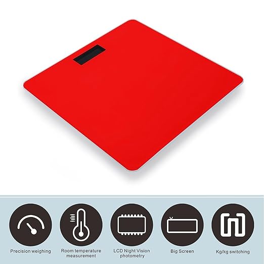 Smart Scale for Body Weight Digital Bathroom Weighing Scale Energy Saving Scale Red