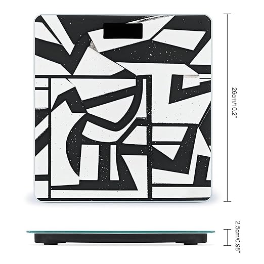 Black and White Lines Smart Scale for Body Weight Accurate Bathroom Scale with LED Display Digital Weight Scales Weighing Machine High Precision Scales for Bath Home