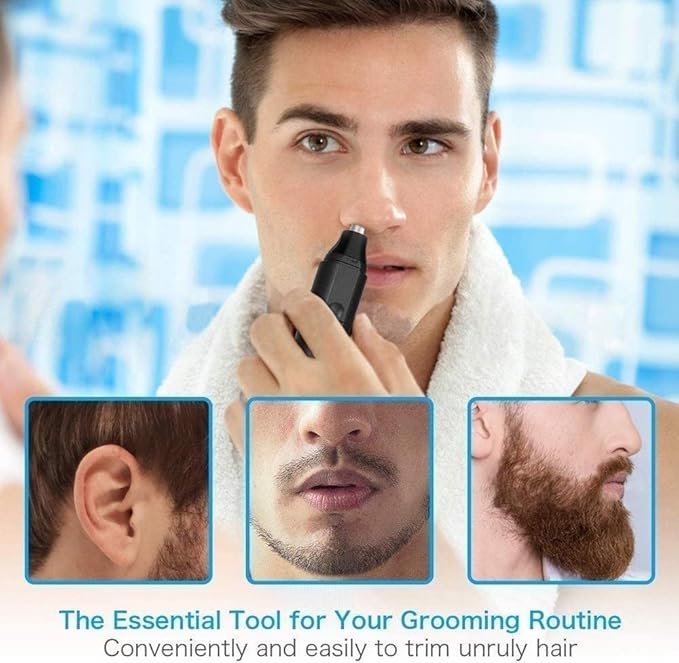 Nose and Ear Hair Trimmer Painless Nose Hair Remover for Men and Women Waterproof Stainless Steel Head Mute Motor Battery Powered