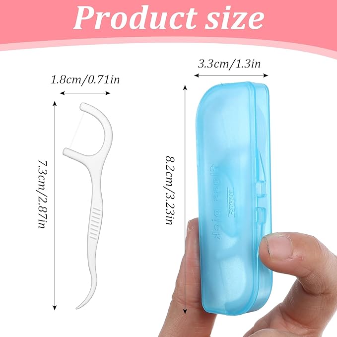 100 Packs/1000Pcs Dispenser Dental Floss Case Professional Toothpicks Sticks with Travel Case Superfine Floss Picks Adult Teeth Cleaning Toothpick Flossers for Travel Office Home Use