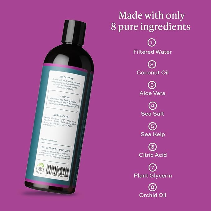 Aleavia Body Cleanse – Organic &amp All-Natural Prebiotic Body Wash with Pure Cold-Pressed Orchid Oil – Nourish Your Skin Microbiome – 16 Oz