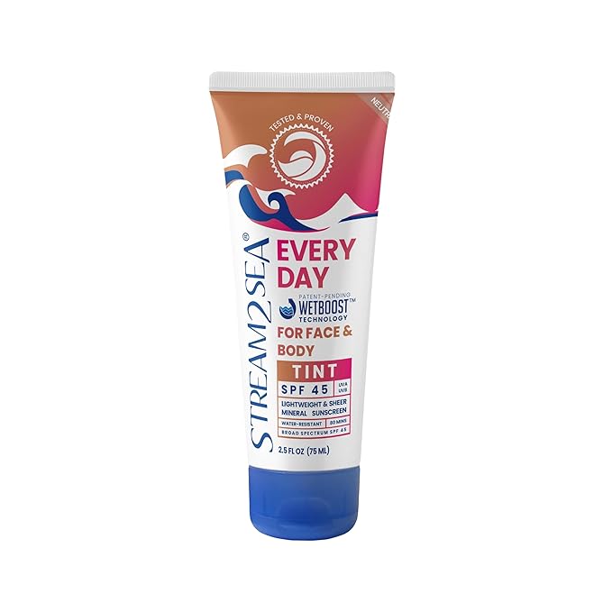 SPF 45 Every Day Tint Mineral Sunscreen | 2.5 Fl Oz Biodegradable Paraben Free &amp Reef Safe | Non-Greasy Tinted Sunscreen For Face &amp Body Protection Against UVA &amp UVB