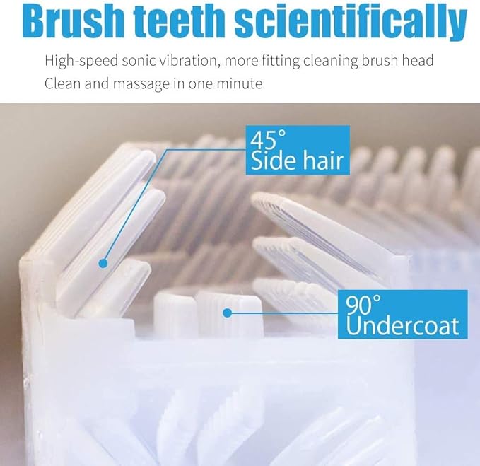 Ultrasonic Automatic Toothbrush for Adults U-Shaped 360° Electric Toothbrush for Teeth Whitening Rechargeable Ultrasonic Tooth Brush for Travel Home Dual-use (White)