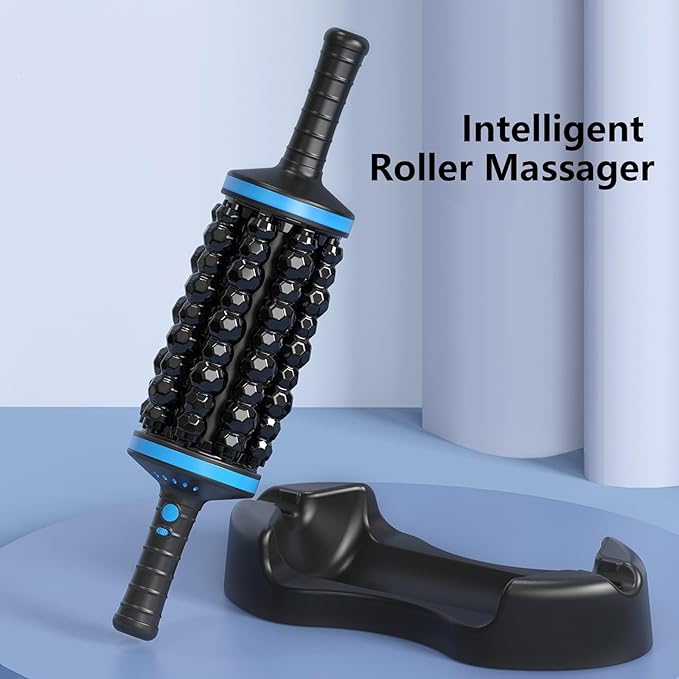 Massage Roller Massage Machine Muscle Roller Back Leg Foot Psoas Muscle with Hands-Free Base 5-Speed Whole Body Relief for Legs Foot Calf Massager(Black and Gray)