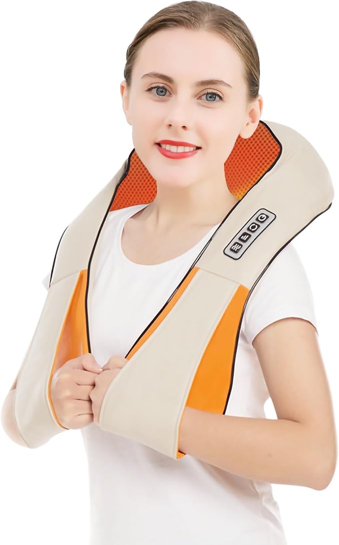 Shiatsu Neck and Shoulder Massager 3D Kneading Massage Pillow with Heat Simulate Human Hand Grasping and Kneading Electric Neck Massager (Color : Black)