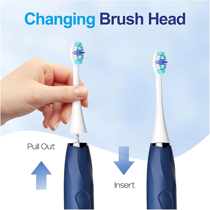 Electric Toothbrush Heads 12 PCS Compatible for Adults 5 Modes Pressure Sensor IPX7 Waterproof with Holder C027(SG-C027-12PCS Blue)
