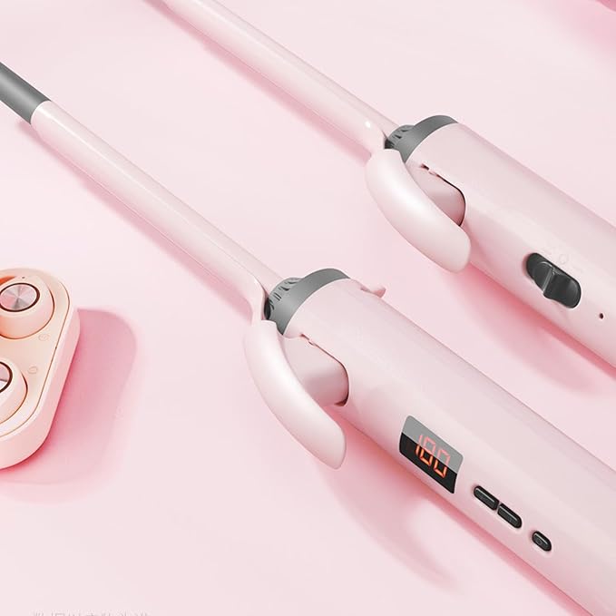 fosa 9mm Thin Curling Wand Hair Curler Mini Hair Curler Skinny 3/8 Inch Curling Iron Quick Heat 2 Temp Settings Auto Shut Off for Short Long Hair Styling (US Plug)