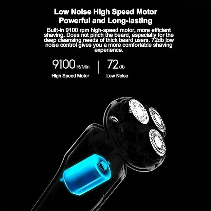 Electric Razor for Men Cordless Rechargeable Electric Shaver 3D Rotary Design Wet &amp Dry Use LED Display Black