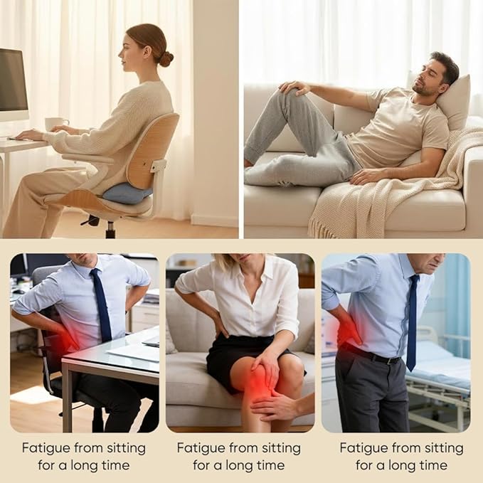 3-in-1 Electric Back Massager with Vibration &amp Traction: Smooth Spine Triple Fusion Back Massager Pillow - Stress Relief for Home Office and Travel (Dark Gray)