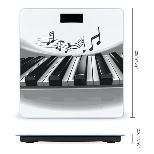 Piano Music Symbol Weight Scale Digital Electronic Scales Bathroom Scale Larg LCD Backlight Display High Precisio MeasurementsTempered Glass