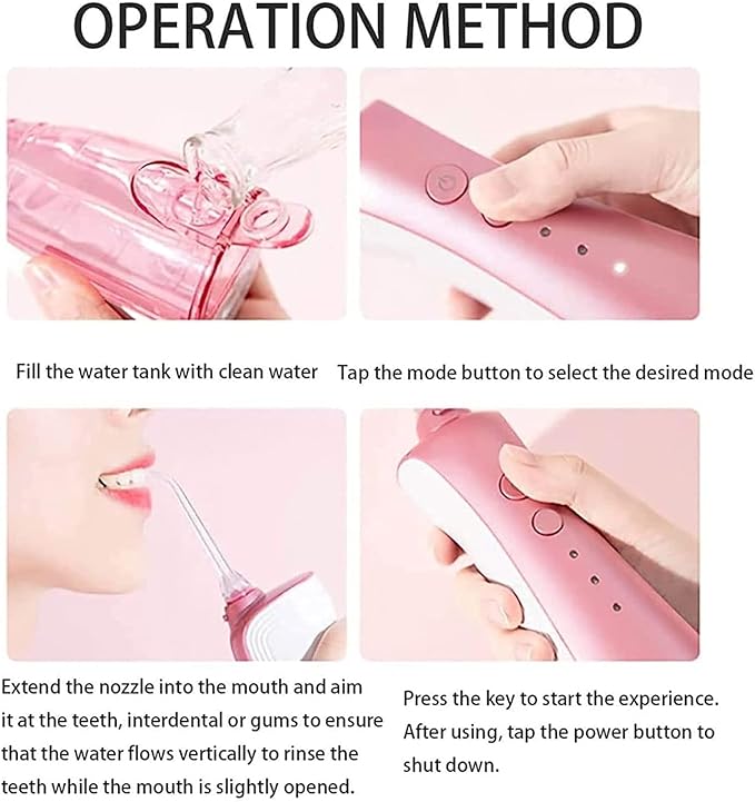 Water Flosser Cordless Teeth Cleaner Portable Dental Oral Irrigator 3 Modes 150ML Water Tank IPX7 Waterproof USB Rechargeable Water Flossing for Braces Home Travel (Pink)