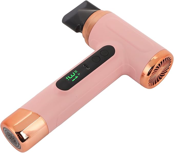 Cordless Pink Hair Dryer 15000mAh Rechargeable with USB Charging Cold &amp Hot Wind for Travel &amp Camping