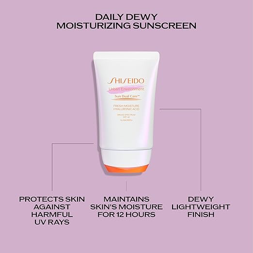 Shiseido Urban Environment Fresh-Moisture Sunscreen SPF 42 - 50 mL - Protects Against UVA/UVB Rays &amp Pollution - 12-Hour Hydration - Water Resistant for 40 Minutes - Non-Comedogenic