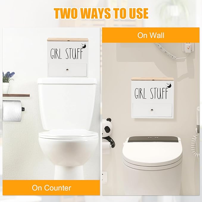 Tampon Holder for Bathroom Decor Feminine Product Organizer With Lid Shark Week Storage Pad Organize Case with lid Shark Week Tampon Storage Lady Stuff Box for Bathroom Accessories (White)