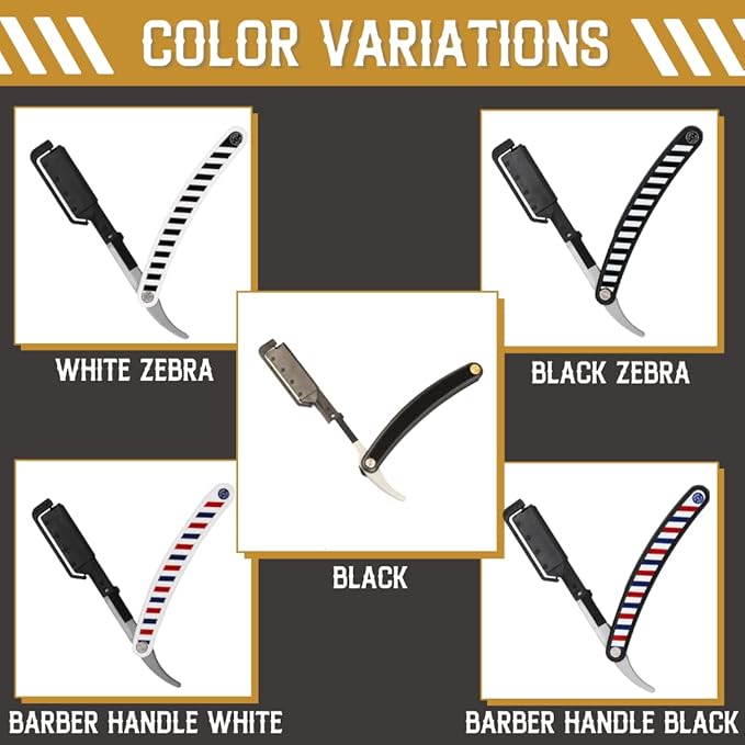 Straight Edge Razor for Men with 20+1 Easy to Use Disposable Blade Heads Patented Shaving Razor Handle for Beard and Hair Barber Handle White